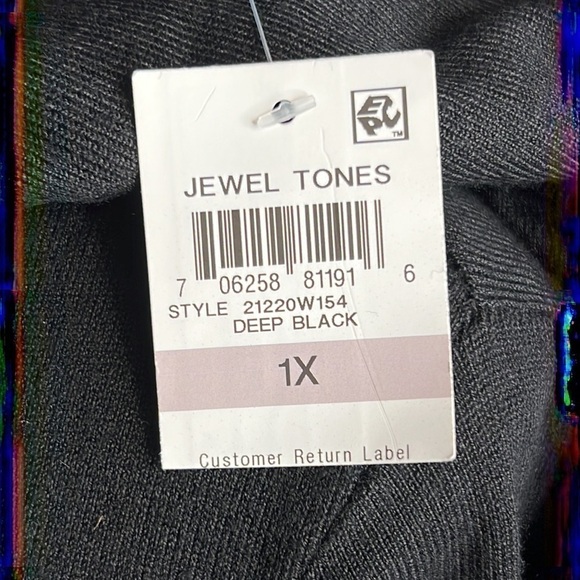 CHARTER CLUB WOMAN DEEP BLACK JEWEL TONES LONG SLEEVED SIZE 1X New - Picture 4 of 7